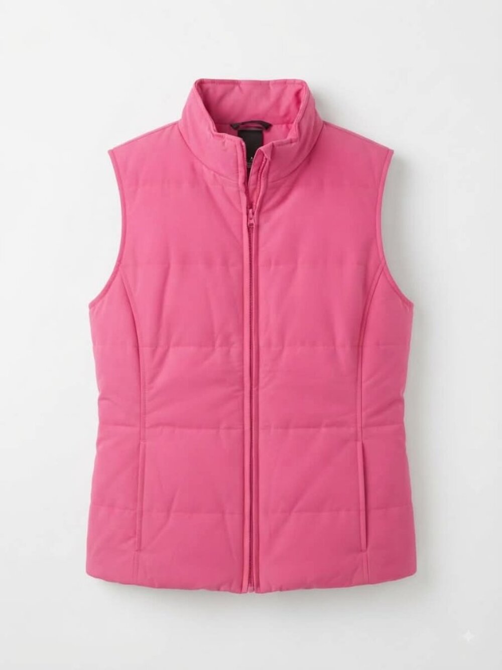 Women's Hot Pink Quilted Full-Zip Puffer Vest Mock Neck Casual Outerwear